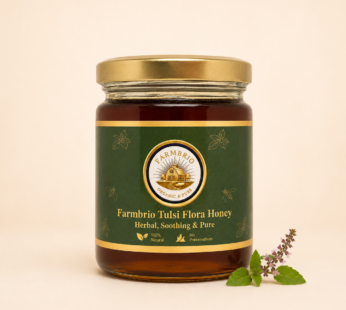 Farmbrio Tulsi Honey | Raw & Unprocessed Herbal Honey | Pure Tulsi Blossom Honey | Naturally Soothing