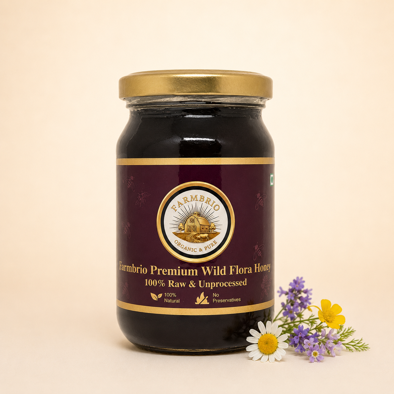 Farmbrio Premium Wild Flora Honey 500 ML | 100% Raw & Unprocessed Natural Honey | No Preservatives (Copy)