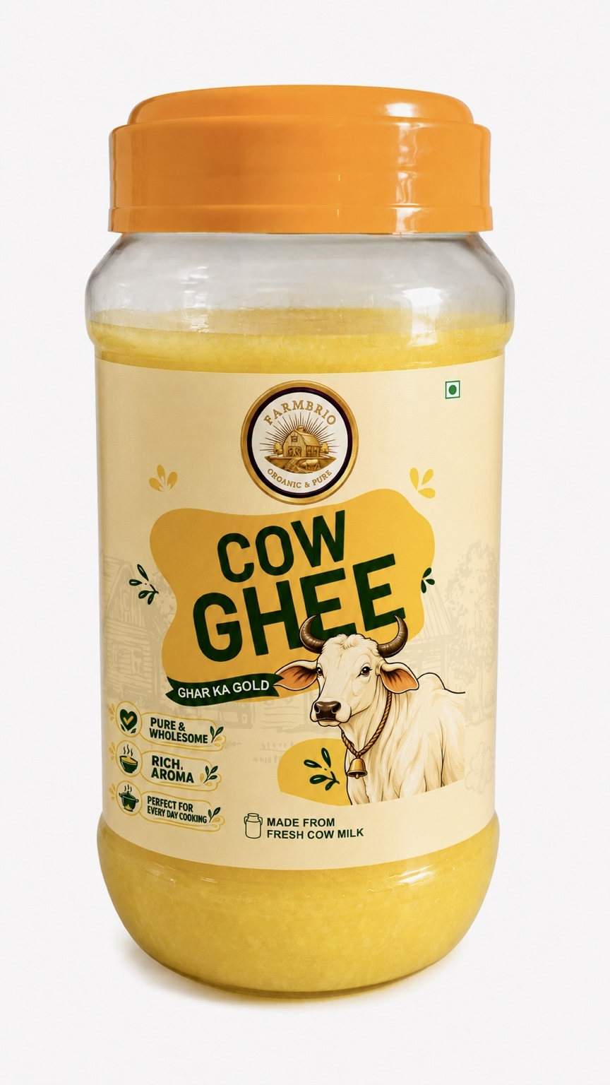 Farmbrio Cow Ghee 500 ML | 100% Pure, Natural & Fresh | Rich Aroma & Authentic Taste